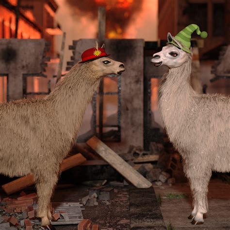 [Fanart] Llamas with Hats by Ryselle-3D on DeviantArt