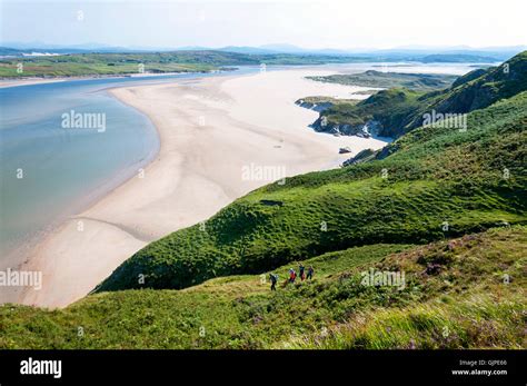 View of Maghera Beach, Ardara, County Donegal, Ireland. Shot from above with hill walkers Stock ...