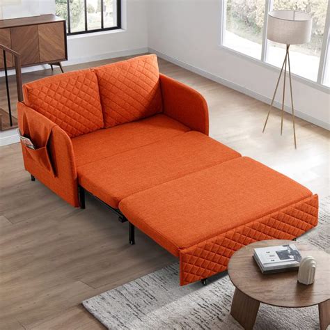 Antetek Sleeper Sofa Bed, 46-inch Modern Linen Loveseat Sleeper Sofa ...