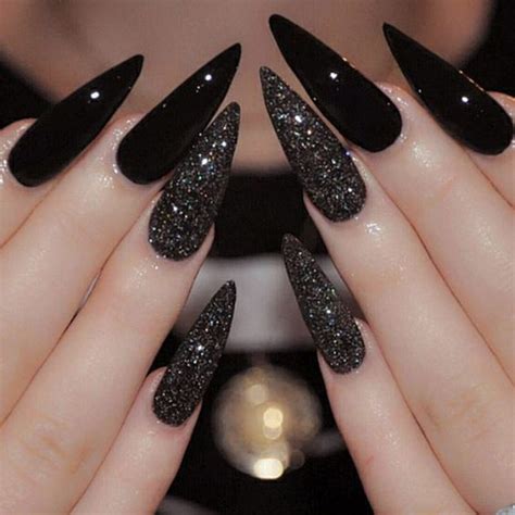 Black Glitter Stiletto Nails Pictures, Photos, and Images for Facebook, Tumblr, Pinterest, and ...