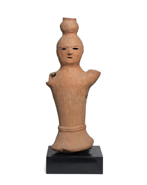 Bonhams : A Rare Haniwa Figure of a Figure with a Jar Kofun period (3rd ...