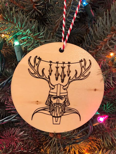 Christmas Viking Ornament Wood Engraved Big 4 Inch Round | Etsy