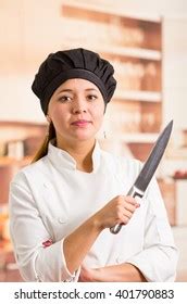 Woman Chef Wearing Cooking Outfit Posing Stock Photo 401790883 ...
