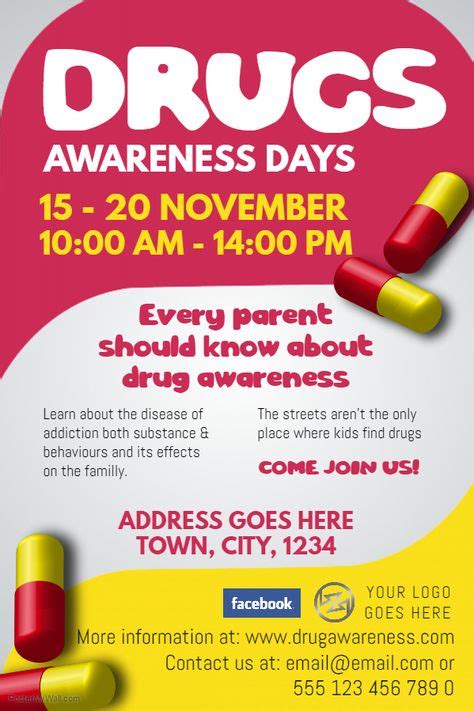 Modern Drug awareness day poster/flyer template. | Poster template ...