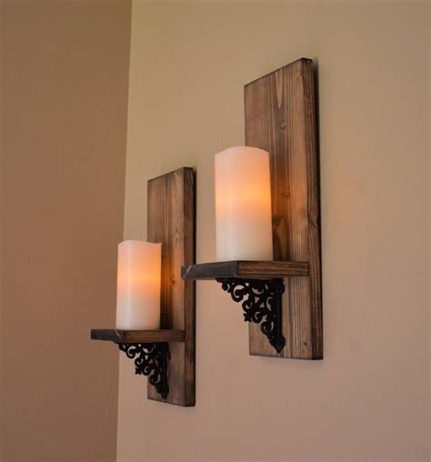 Rustic Wall Decor, Wall Sconce set of 2, Modern Rustic, Wood Candle ...