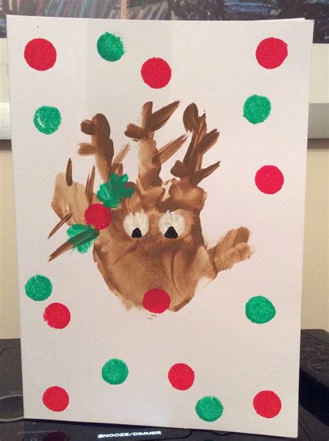 My 16 month old's handprint turned into a reindeer Christmas card! | Handprint christmas cards ...