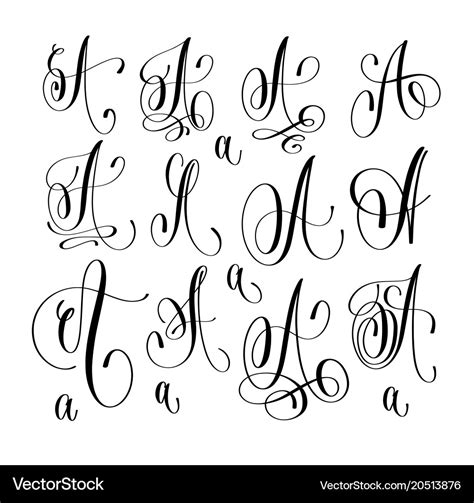 Calligraphy lettering script font a set hand Vector Image