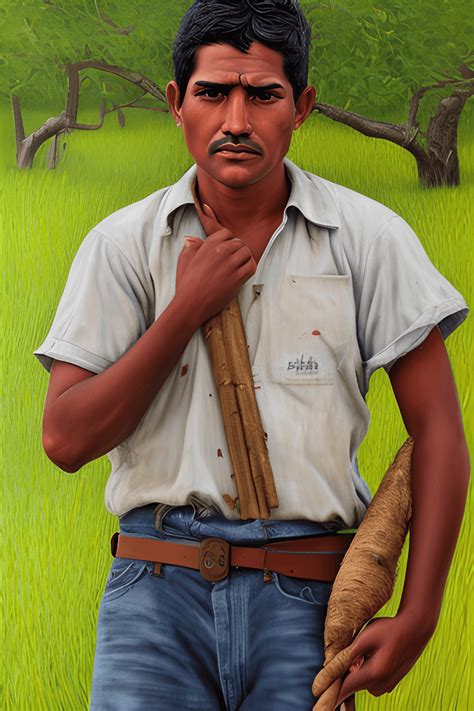 Darkskinned Latino Farmer Portrait Painting · Creative Fabrica