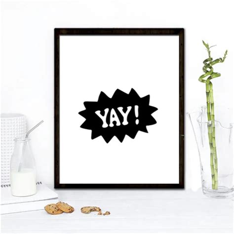 funny YAY Quotes printed Canvas poster,nursery Wall art for kids room ...