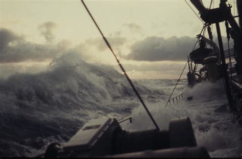 1958 Photo of a ship in heavy seas during a North Atlantic winter storm : HeavySeas