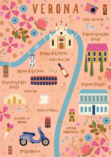 Map Of Verona Italy Romeo And Juliet