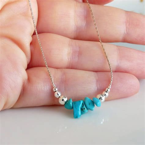 Raw turquoise silver necklace - NicteShop