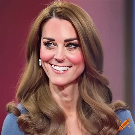 Kate middleton getting her bangs trimmed on a talk show on Craiyon