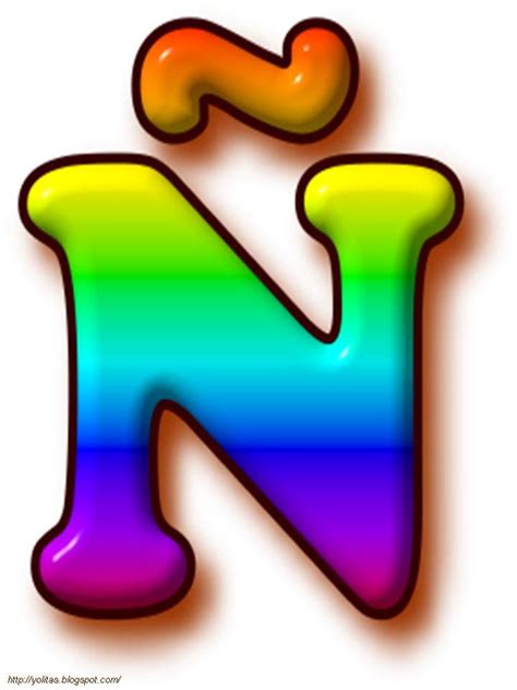 the letter n is painted in rainbow colors