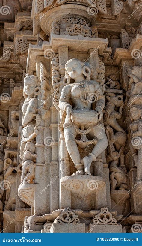 Ancient Sun Temple in Ranakpur. Jain Temple Carving. Stock Photo ...