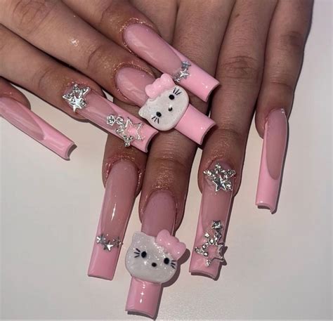 hello kitty acrylic nails in 2022 | Hello kitty nails, Cute acrylic nail designs, Nail charms