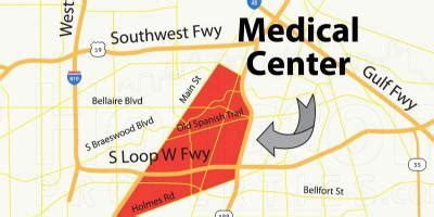 Houston medical center map - Map of Houston medical center (Texas - USA)