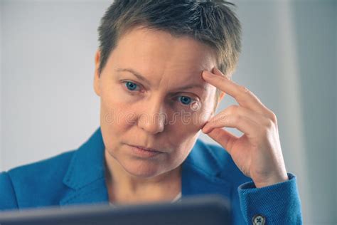 Disappointed Businesswoman Looking at Business Results on Laptop Stock Photo - Image of ...