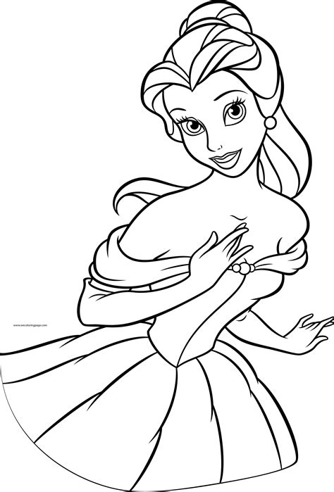 Disney Princesses Belle Half Coloring Page | Wecoloringpage.com