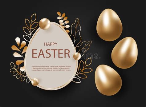 Golden Easter Egg with Decorative Elements Illustration. Happy Easter Background, Easter Design ...