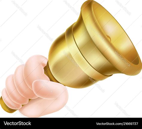 Ringing gold hand bell Royalty Free Vector Image