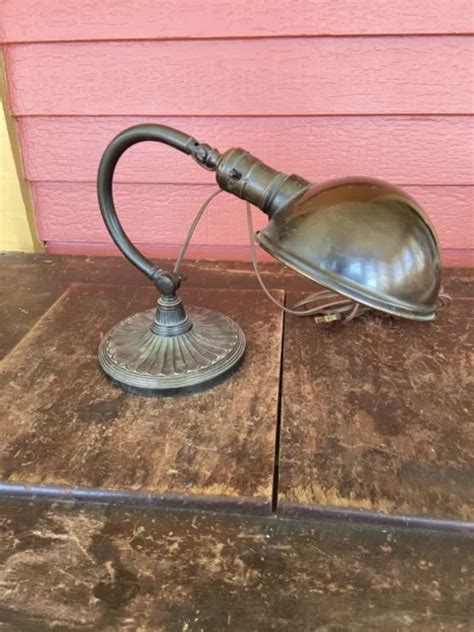 VINTAGE METAL DESK Lamp antique bankers lamp industrial light Art Deco shade $69.00 - PicClick