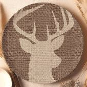 Rustic Burlap Deer Buck | Paper Plates | Zazzle