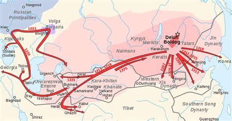 Map of the Campaigns of Genghis Khan (Illustration) - World History ...