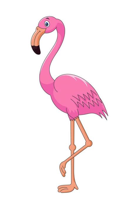 Cute cartoon pink flamingo. Drawing african baby wild exotic tropical ...