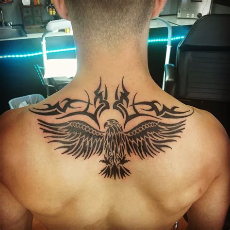 Tribal Eagle Tattoo On Back