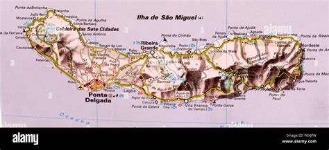 Map Of Ilha De Sao Miguel which are part of the Portuguese Azores Stock Photo: 90325085 - Alamy