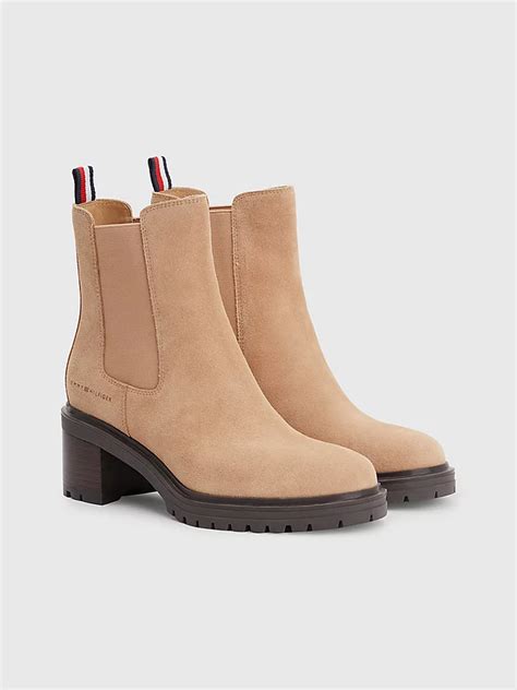 Suede Mid Heel Chelsea Boots | BEIGE | Tommy Hilfiger