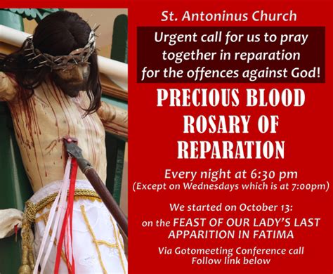 ROSARY: PRECIOUS BLOOD OF REPARATION - SAINT ANTONINUS CHURCH