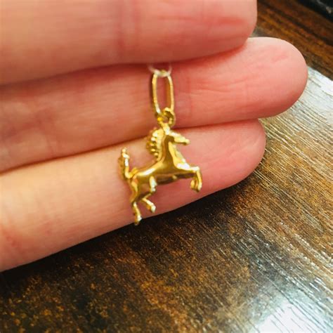 Horse Pendant Gold Horse Charm Solid Gold 14ct Equestrian | Etsy