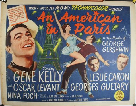 AN AMERICAN IN PARIS, Re-Release 1/2 Sheet Musical Movie Poster with ...