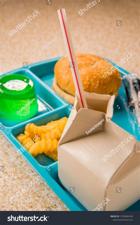 Elementary School Lunch Cheeseburger Ripple Cut Stock Photo 1203684160 ...