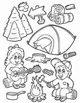 Campfire And Camping Tent Coloring Page  Free Printable Pages sketch template