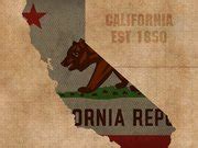 California State Flag Map Outline With Founding Date on Worn Parchment Background Poster by ...