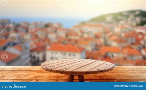 The Empty Wooden Table Top with Blur Background of the Old Town Dubrovnik . Exuberant. Stock ...