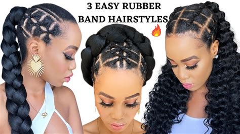 🔥3 QUICK & EASY RUBBER BAND HAIRSTYLES ON NATURAL HAIR / TUTORIALS / Protective Style / Tupo1 ...