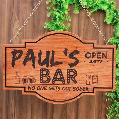 Personalized Bar Sign - Hanging Wooden Sign - 23x15 / Birch | Bar ...