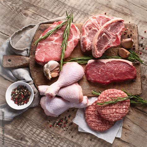 Different types of raw meat Stock Photo | Adobe Stock