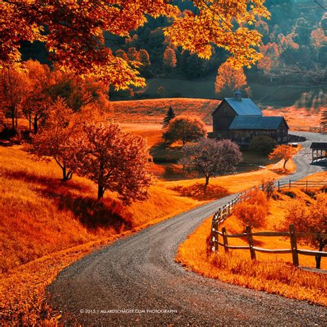 The world famous Sleepy Hollow farm near Woodstock, Vermont. Shot was taken against the sun thus ...