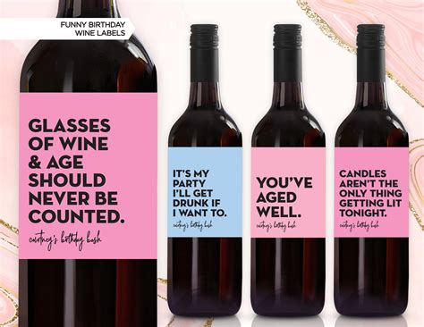 Funny Birthday Wine Labels Birthday Wine Dirty 30 Wine | Etsy