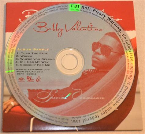 Bobby Valentino Special Occasion Promotional Album Sampler CD, 2006 Def ...