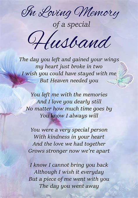 In Loving Memory Of A Special Husband Memorial Graveside Funeral Poem ...