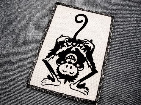 One Aloha Monkey Tattoo Canvas Patch Finished Edge Any Color - Etsy