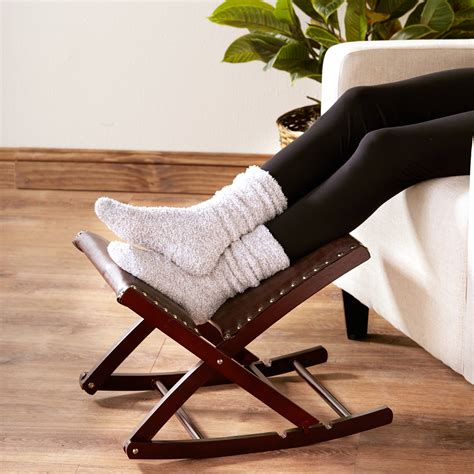 Adjustable Brown Upholstered Foot Rest Ottoman - Folds for Compact ...