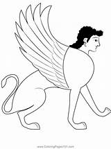 Greek Sphinx Coloring Page sketch template