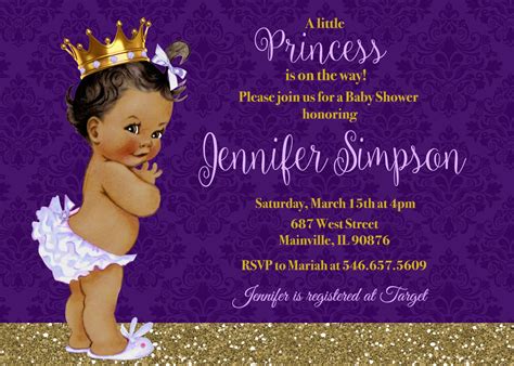 Princess Baby Shower Invitation Purple Lavender Gold | Etsy | Princess ...